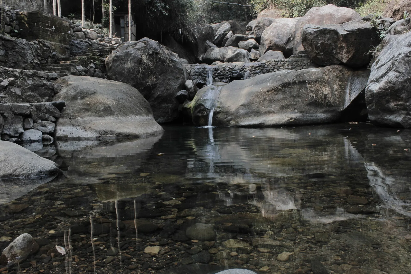 Rock pool below the double-decker living root bridge at Nongriat near Cherrapunji