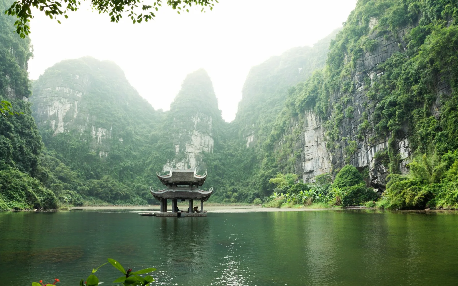 scenic view of Vietnam, lake and temple