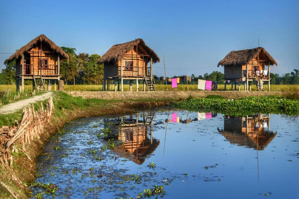 small huts stay in Majuli