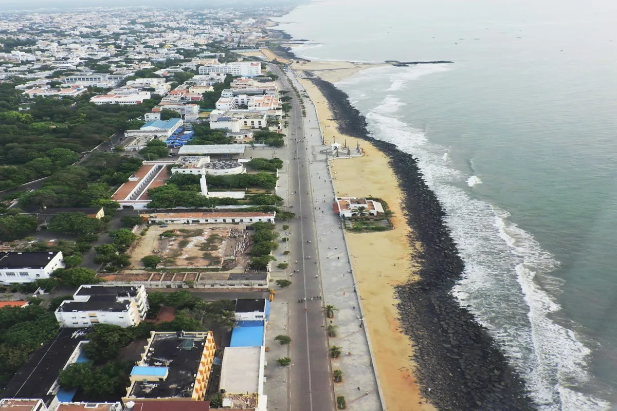 Rock Beach (or, known as, "Pondicherry Beach") is the popular stretch of beachfront in the city of Puducherry