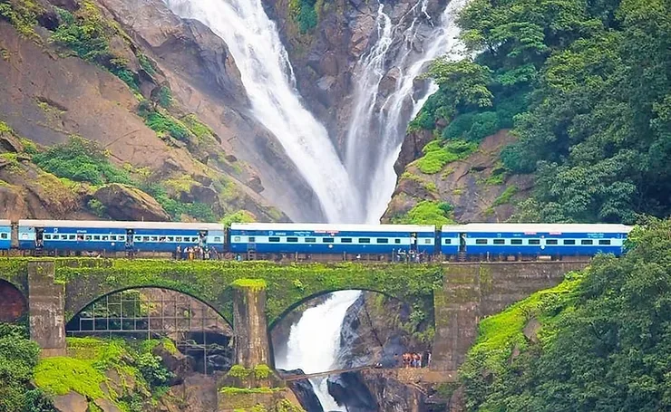 Train scene at Dudhsagar Falls