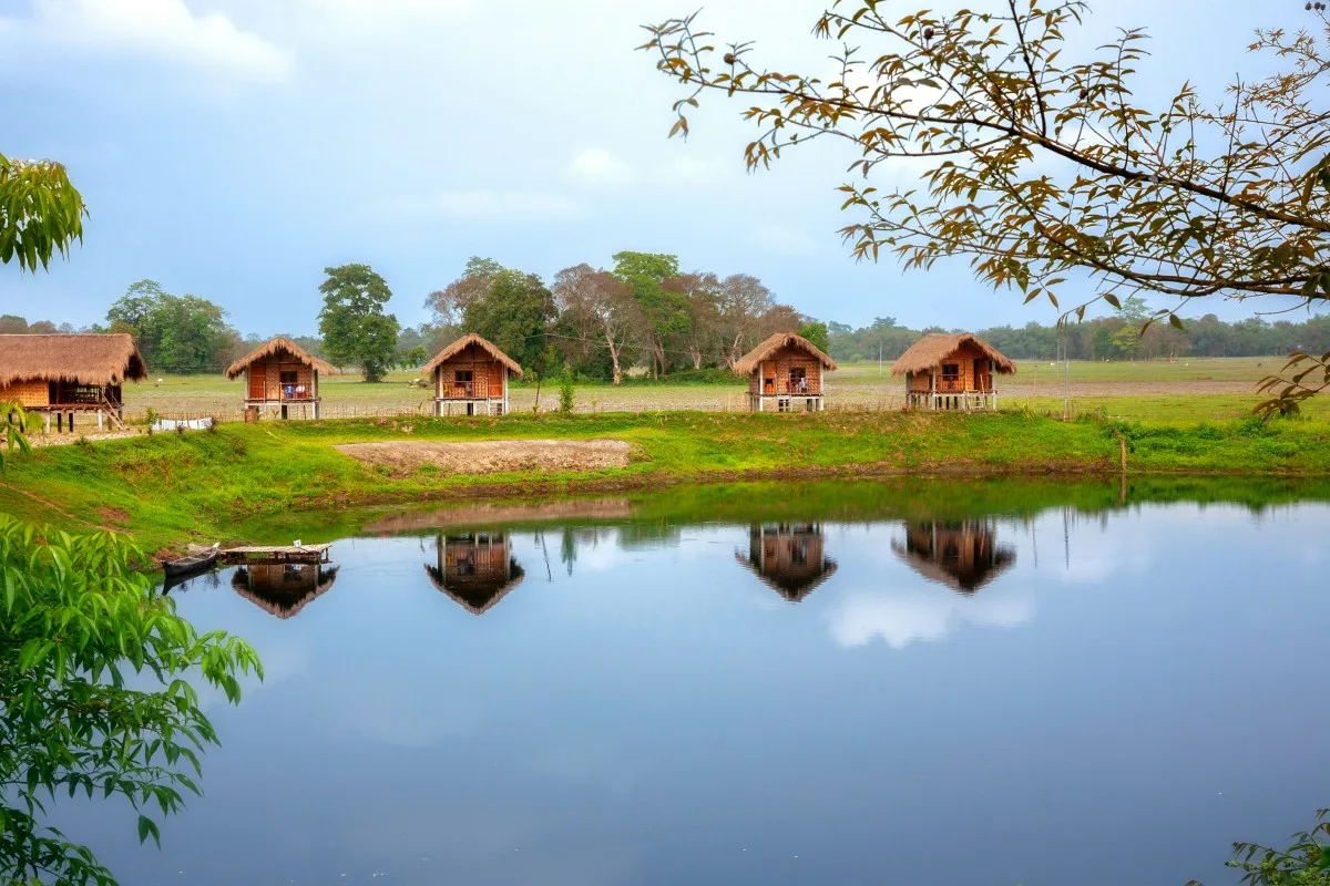 A beautiful houses of rural Assam in Majuli