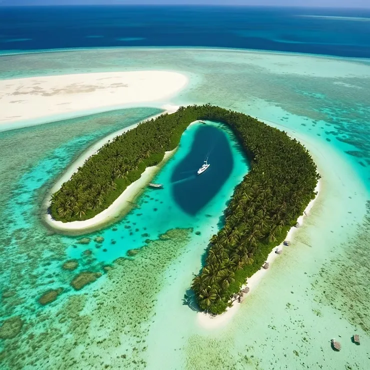 birds eye view of Kiltan Atoll