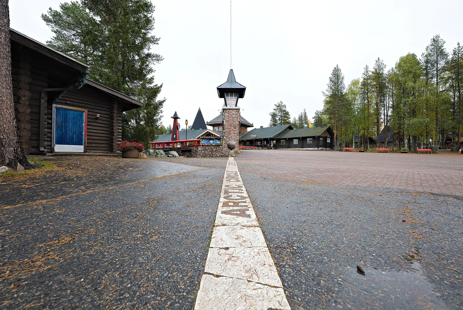 The Arctic Circle marker line at Santa Claus Village, Rovaniemi