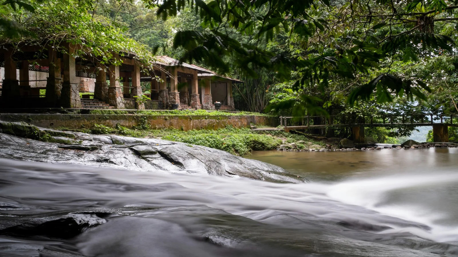 picturesque view of flowing water at Gabai River, Hulu Langat, Selangor.