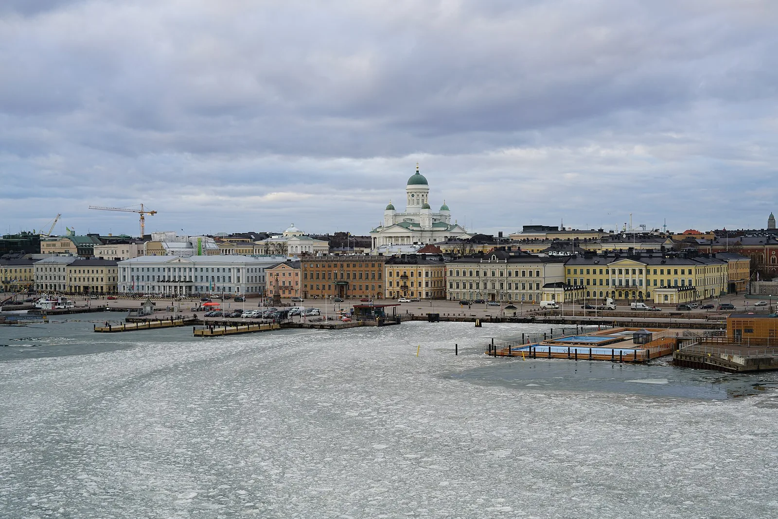 Helsinki Cathedral and the Market Square seen from the water