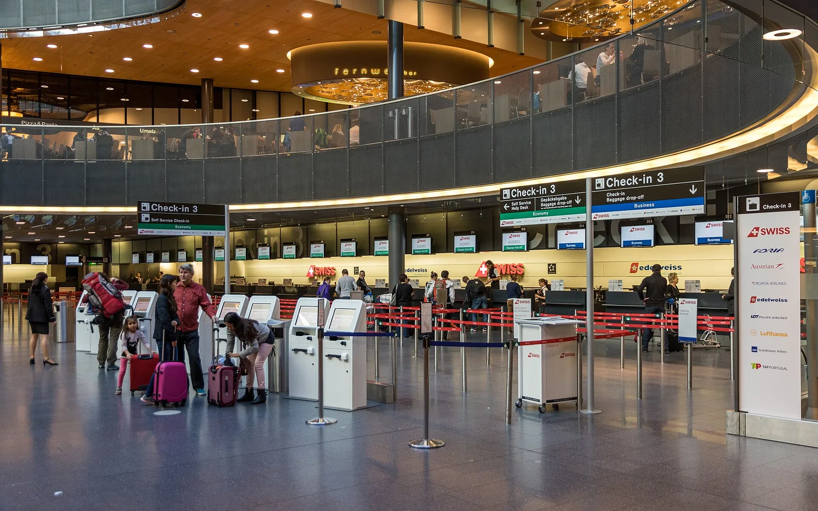Check-in hall at Zurich Airport, Switzerland