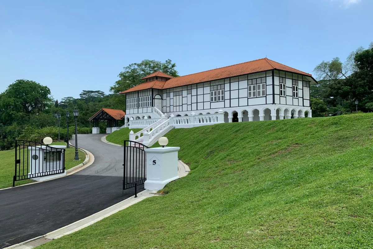 Black-and-white historical colonial houses in Singapore in Gallop Extension of Botanic Gardens. at Holland Village