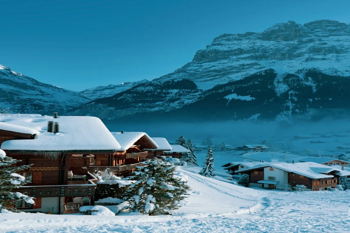 snowfall view of Switzerland