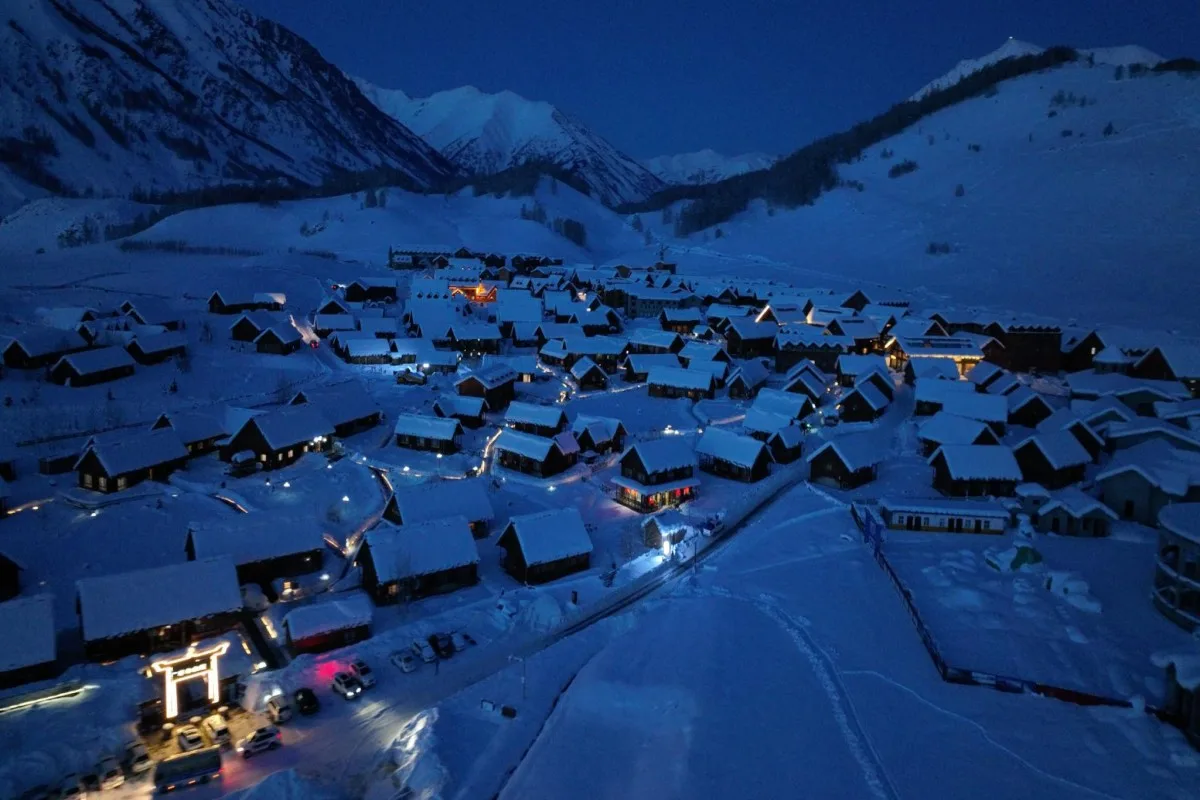 Beautiful scenic shots of the countryside and snow-capped mountains in winter